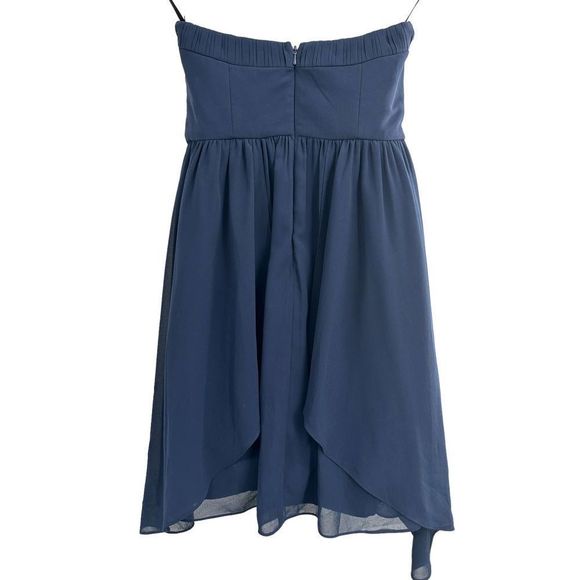 Minuet Navy Women Embellished Sweetheart Fit and Flare‎ Chiffon Mini Dress Small - Picture 2 of 9